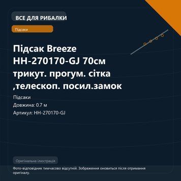 Підсак Breeze HH-270170-GJ 70см трикут. прогум. сітка ,телескоп. посил.замок HH-270170-GJ фото