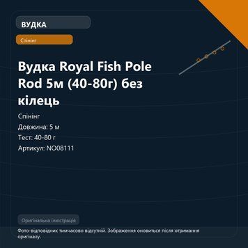 Вудка Royal Fish Pole Rod 5м (40-80г) без кілець NO08111 фото